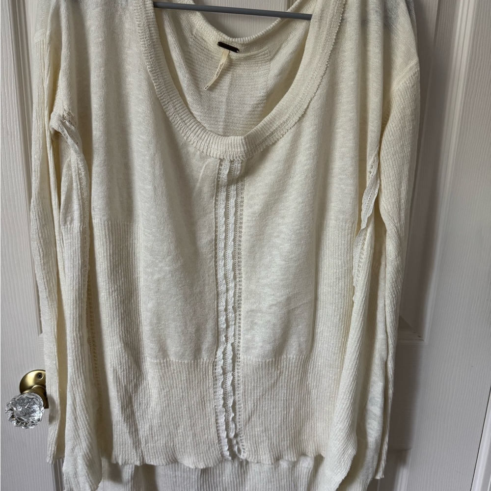 Oversized Cream Free People Light Knit Sweater